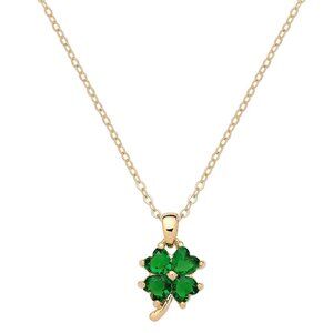 Shamrock Necklace 4 Four Leaf Clover Cubic Zirconia Jewelry GOLD GREEN 1176